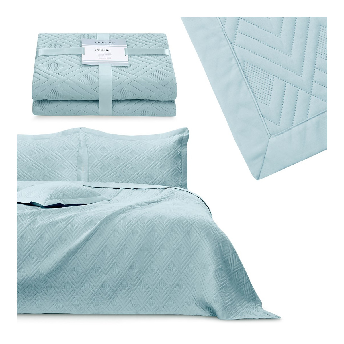 Pătură de lux pentru pat, de culoare albastru baby, 240x260