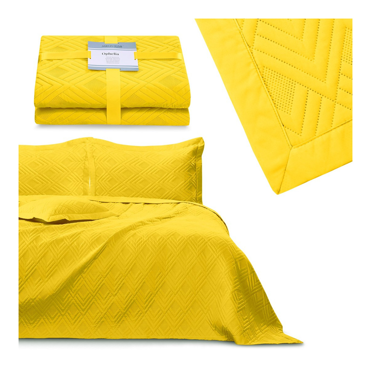 Pătură de pat galbenă OPHELIA, textil microfibră 170x210