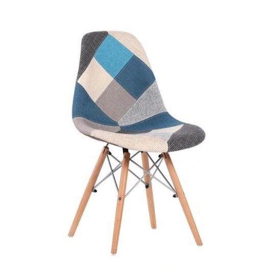 Scaun cu tapițerie patchwork în culoarea albastră
