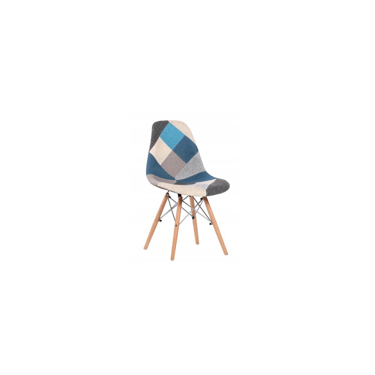 Scaun cu tapițerie patchwork în culoarea albastră
