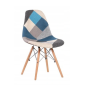 Scaun cu tapițerie patchwork în culoarea albastră