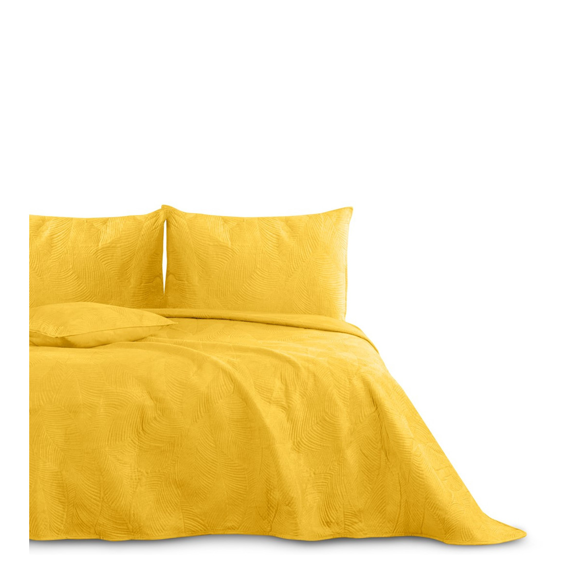 Pătură de pat de lux PALSHA, de culoare galbenă, cu dimensiunile 240x260.