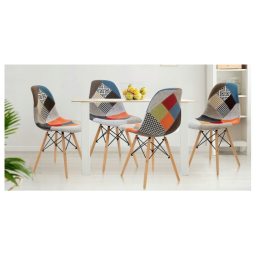 Scaun cu tapițerie patchwork în culoarea albastră
