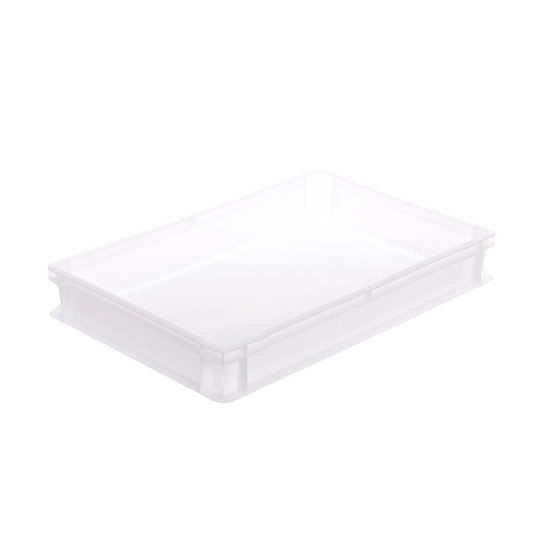 Cutie de plastic pentru cofetării, joasă, de culoare albă, 600x400x90
