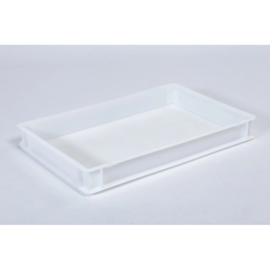 Cutie de plastic pentru cofetării, joasă, de culoare albă, 600x400x90