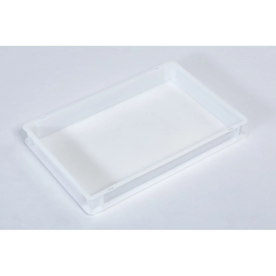 Cutie de plastic pentru cofetării, joasă, de culoare albă, 600x400x90