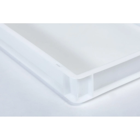 Cutie de plastic pentru cofetării, joasă, de culoare albă, 600x400x90