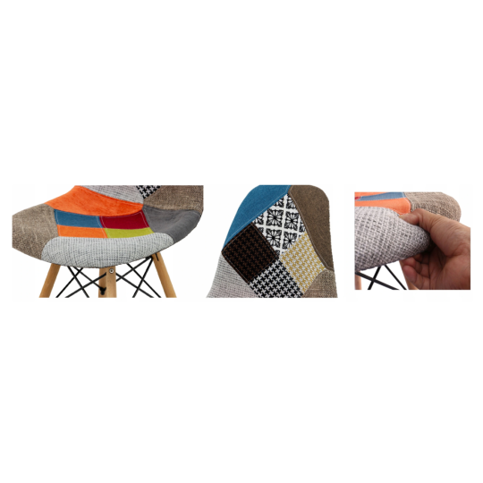 Scaun cu tapițerie patchwork în culoarea albastră