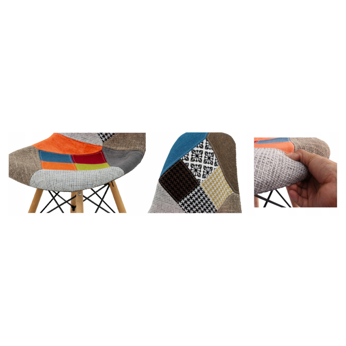 Scaun cu tapițerie patchwork în culoarea albastră