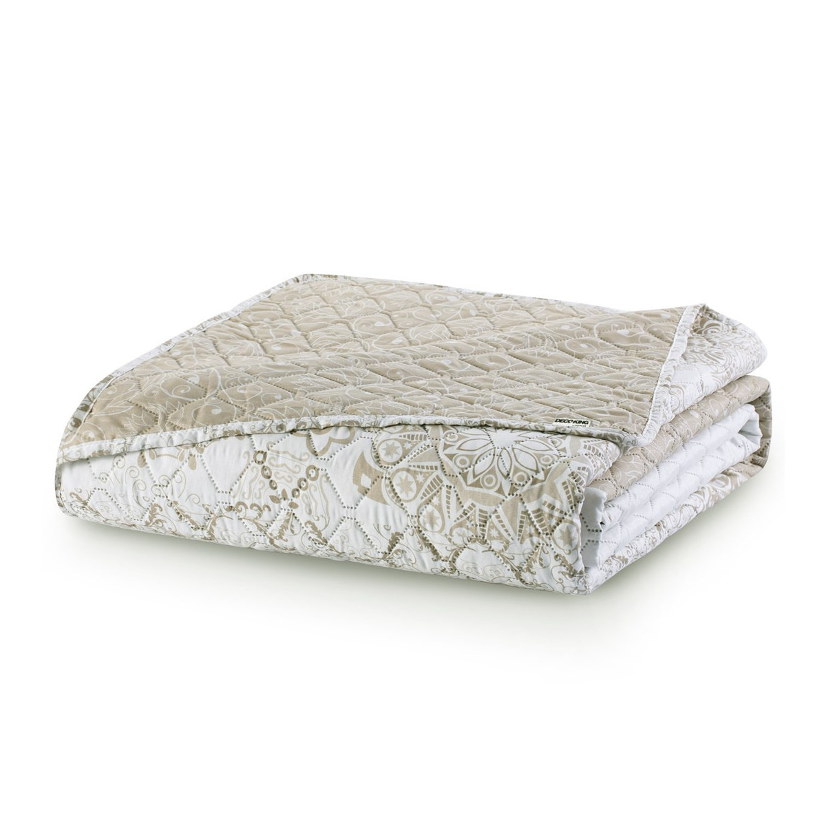 Îmbrăcăminte de pat matlasată ALHAMBRA de culoare bej cu imprimeu, 260x280