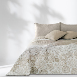 Pătură dublă pentru pat de culoare bej cu imprimeu, ALHAMBRA, 220x240