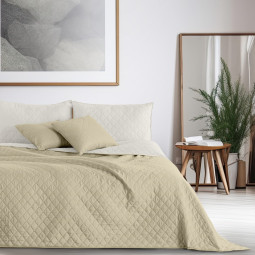 Pătură reversibilă bej pentru pat AXEL, microfibră, 220x240