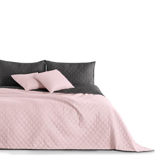 Pătură reversibilă roz-grafit AXEL, microfibră 260x280