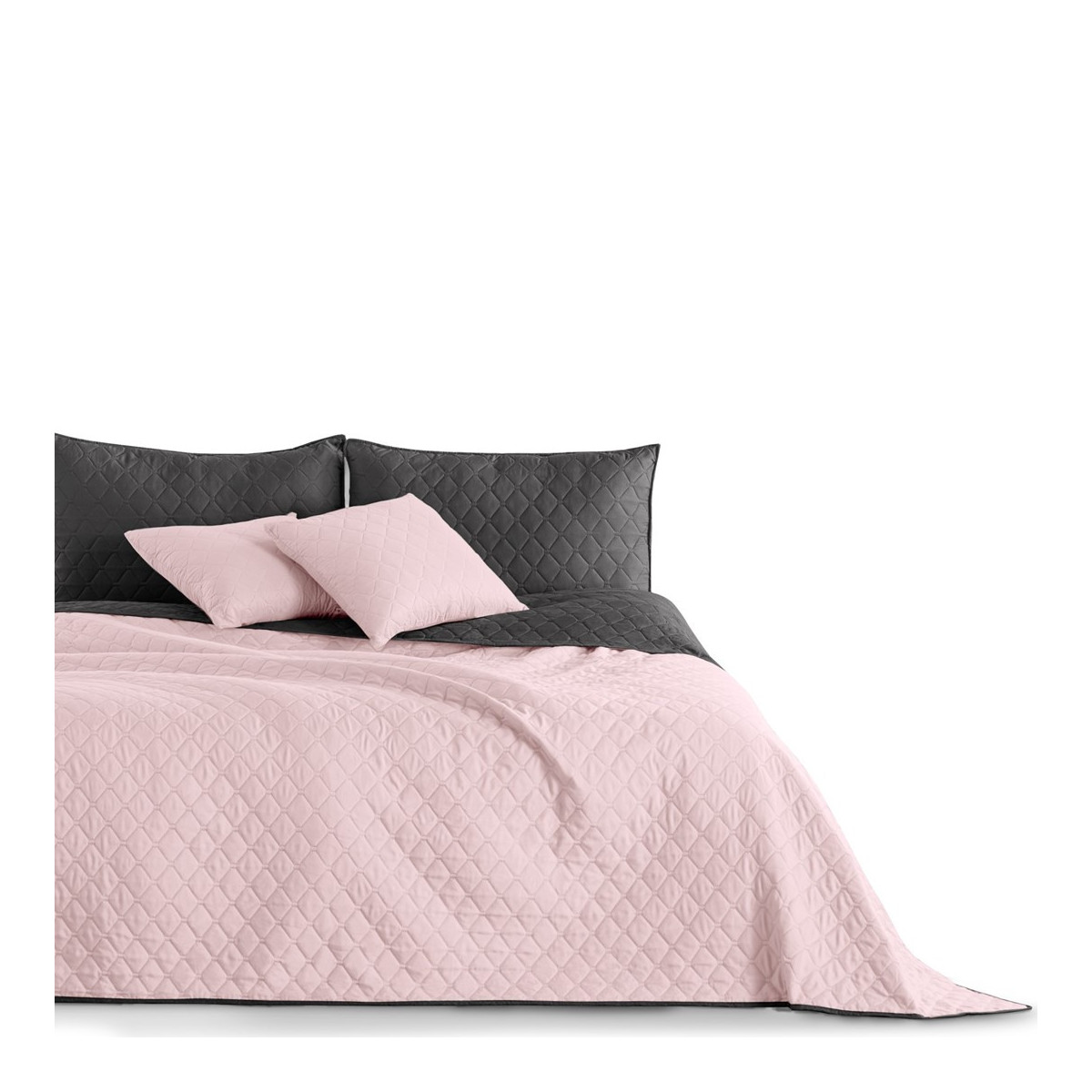 Pătură reversibilă roz-grafit AXEL, microfibră 260x280