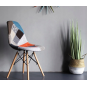 Scaun cu tapițerie patchwork în culoarea albastră
