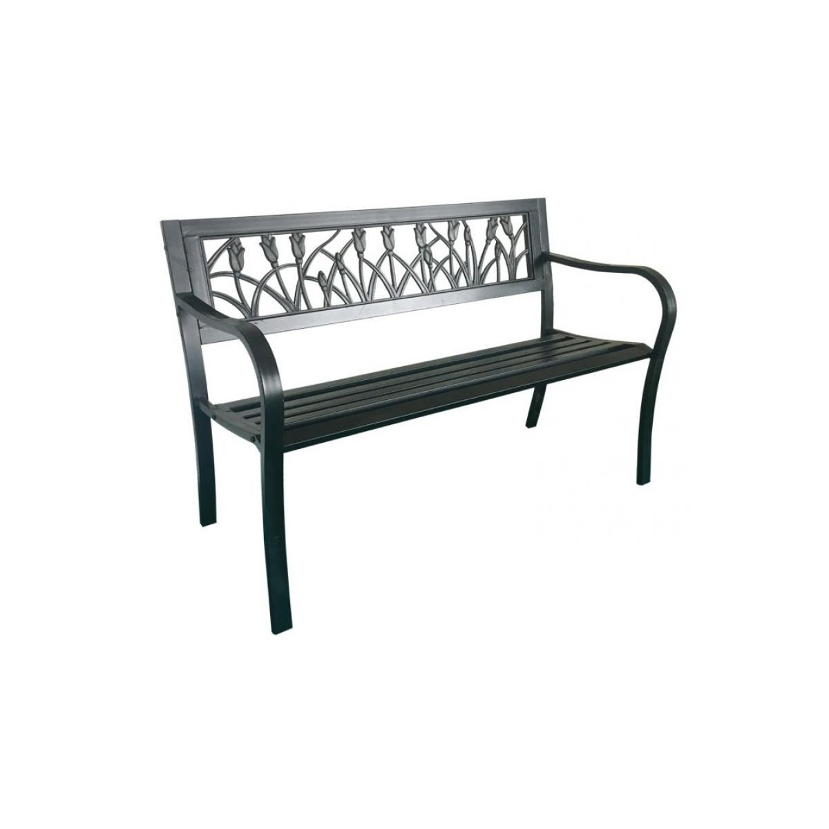 Bancă de grădină de culoare neagră 125x53x77 cm