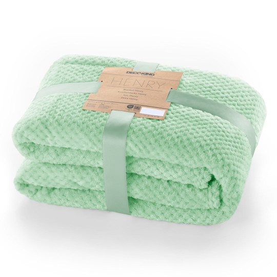 Plaid HENRY în culoarea mentă, stil jacquard 70x150