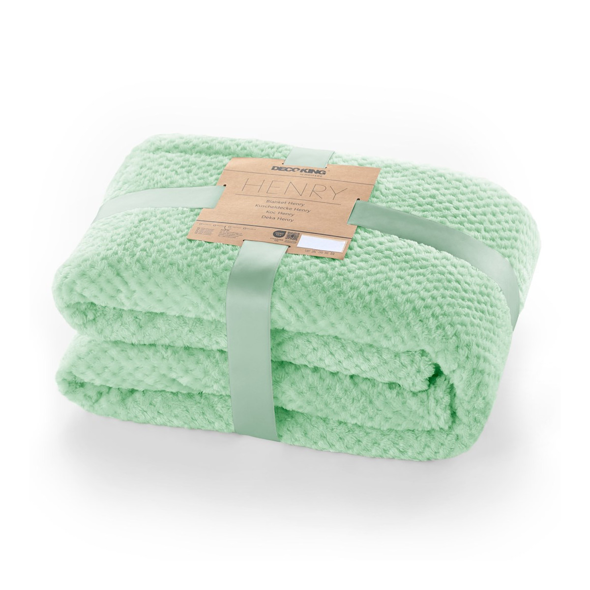 Pătură luxoasă HENRY de culoare mentol, stil jacquard 170x210