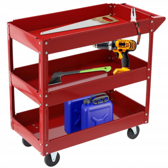 Vagon pentru unelte pe roți, de culoare roșie, 82,5 x 41,5 x 72,5 cm