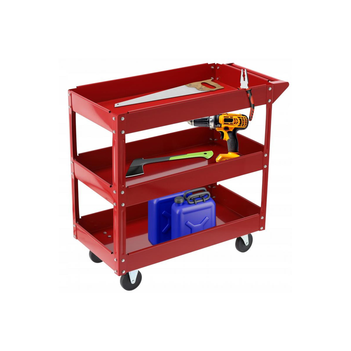 Vagon pentru unelte pe roți, de culoare roșie, 82,5 x 41,5 x 72,5 cm