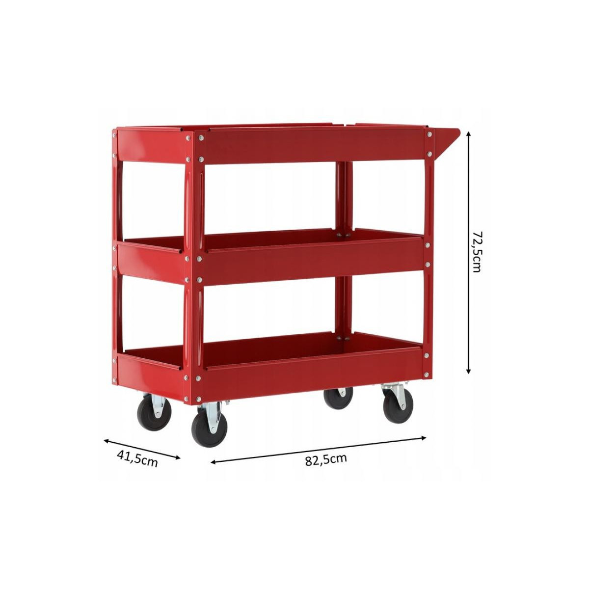Vagon pentru unelte pe roți, de culoare roșie, 82,5 x 41,5 x 72,5 cm