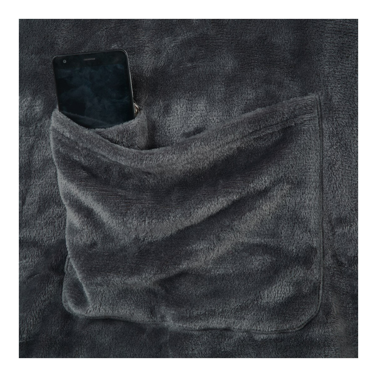 Pătura luxoasă LAZY cu mâneci și buzunar, culoare gri închis 150x180