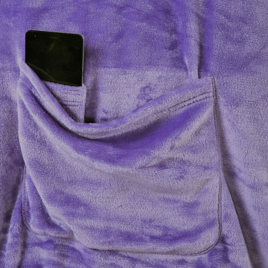 Pătura originală și confortabilă cu mâneci LAZY, culoare lila, 150x180