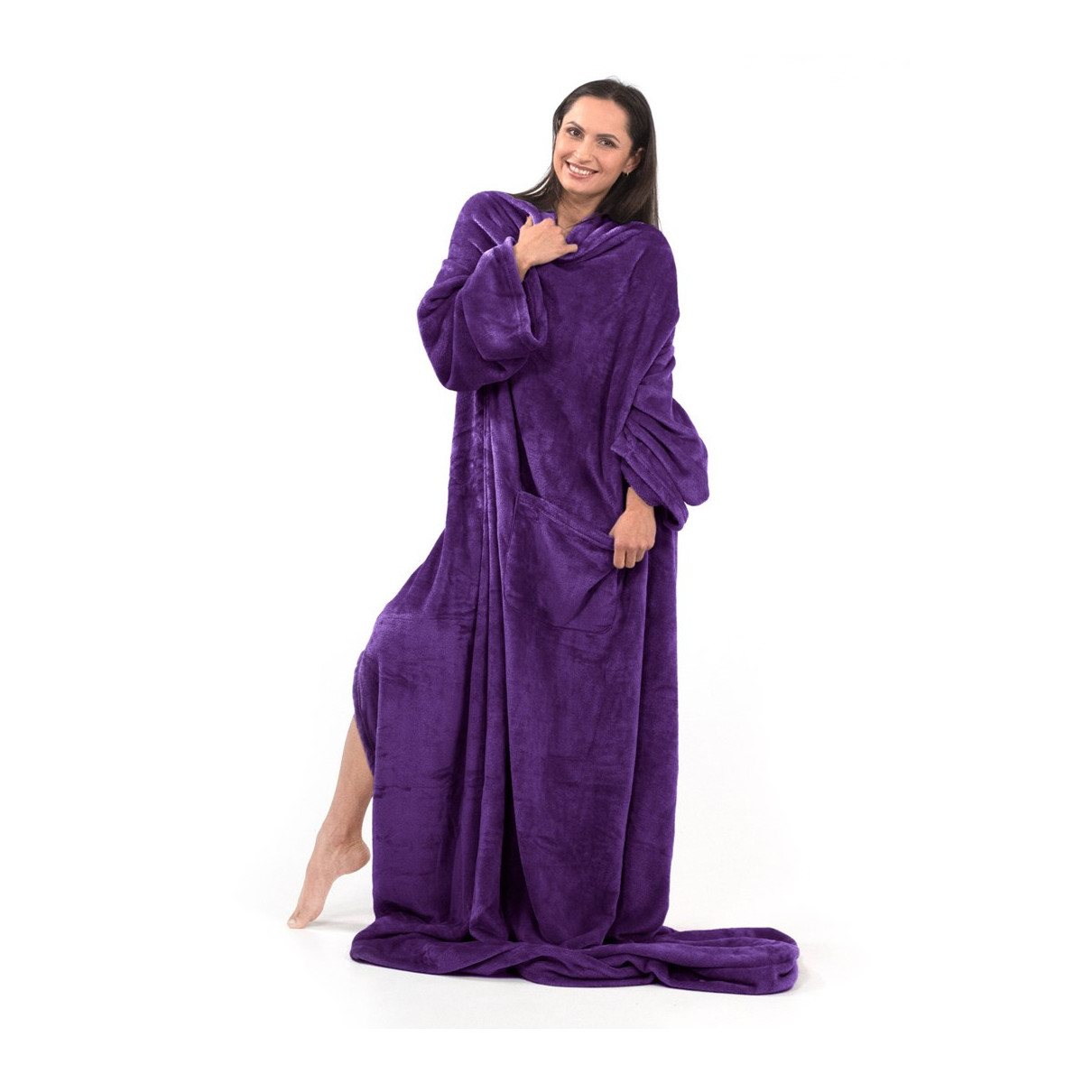 Pătură cu mâneci LAZY în culoarea violet, 170x200