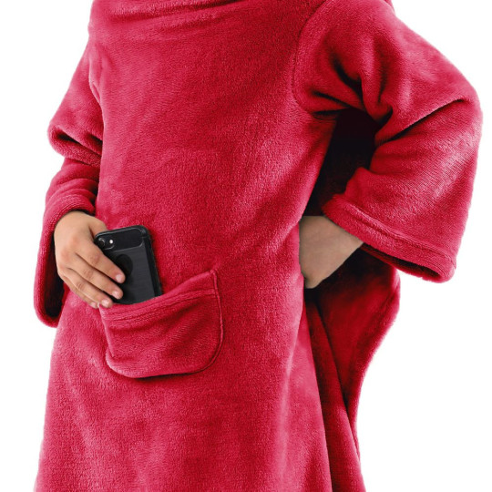 Pătură cu mâneci pentru copil în culoarea albastră 90x105 cm