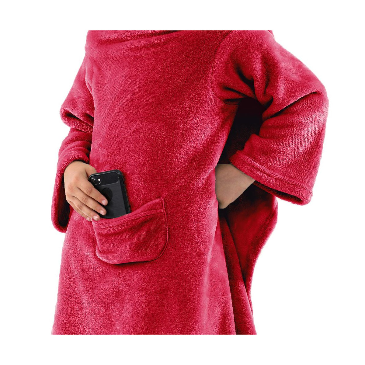 Pătură cu mâneci pentru copil în culoarea albastră 90x105 cm