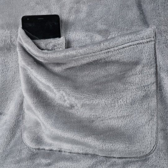 Pătură cu mâneci LAZY, culoare metalică gri, 170x200