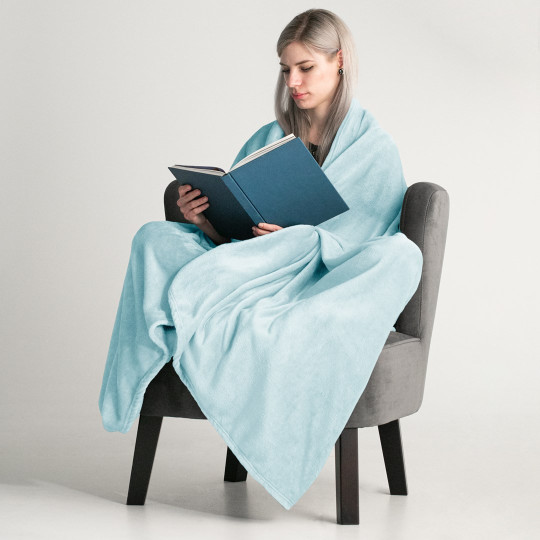 Plaid fin, culoare albastră, microfibră 150x200