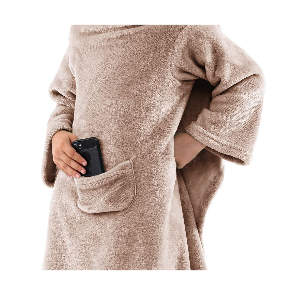 Pătură pentru copii de culoare maro cu mâneci, 90x105