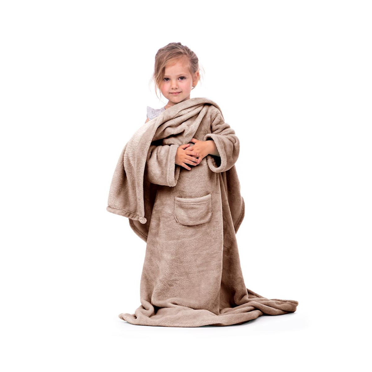 Pătură pentru copii de culoare maro cu mâneci, 90x105
