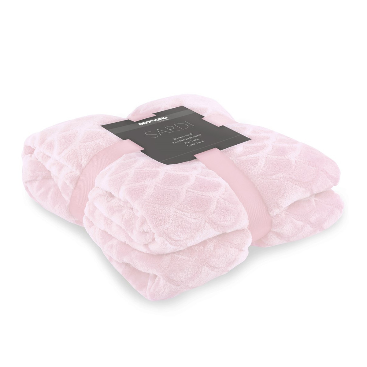 Plaid roz pudră SARDI cu model presat 170x200