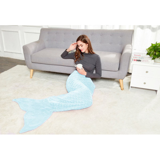 Pătura SIREN culoare albastră cu model geometraic presat 140