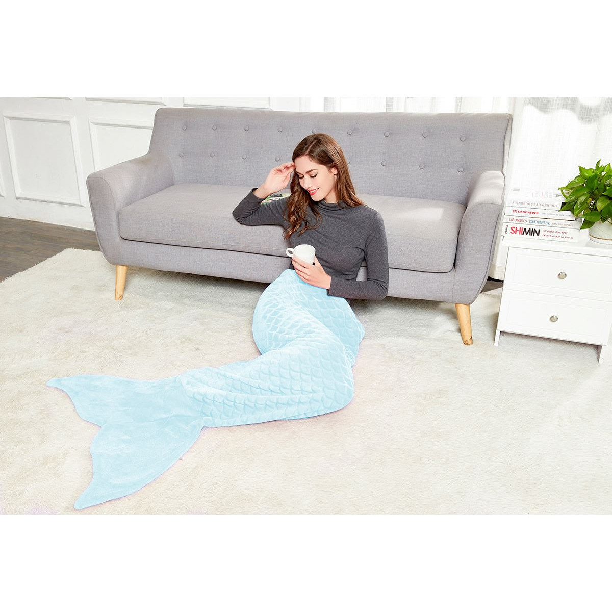 Pătura SIREN culoare albastră cu model geometraic presat 140