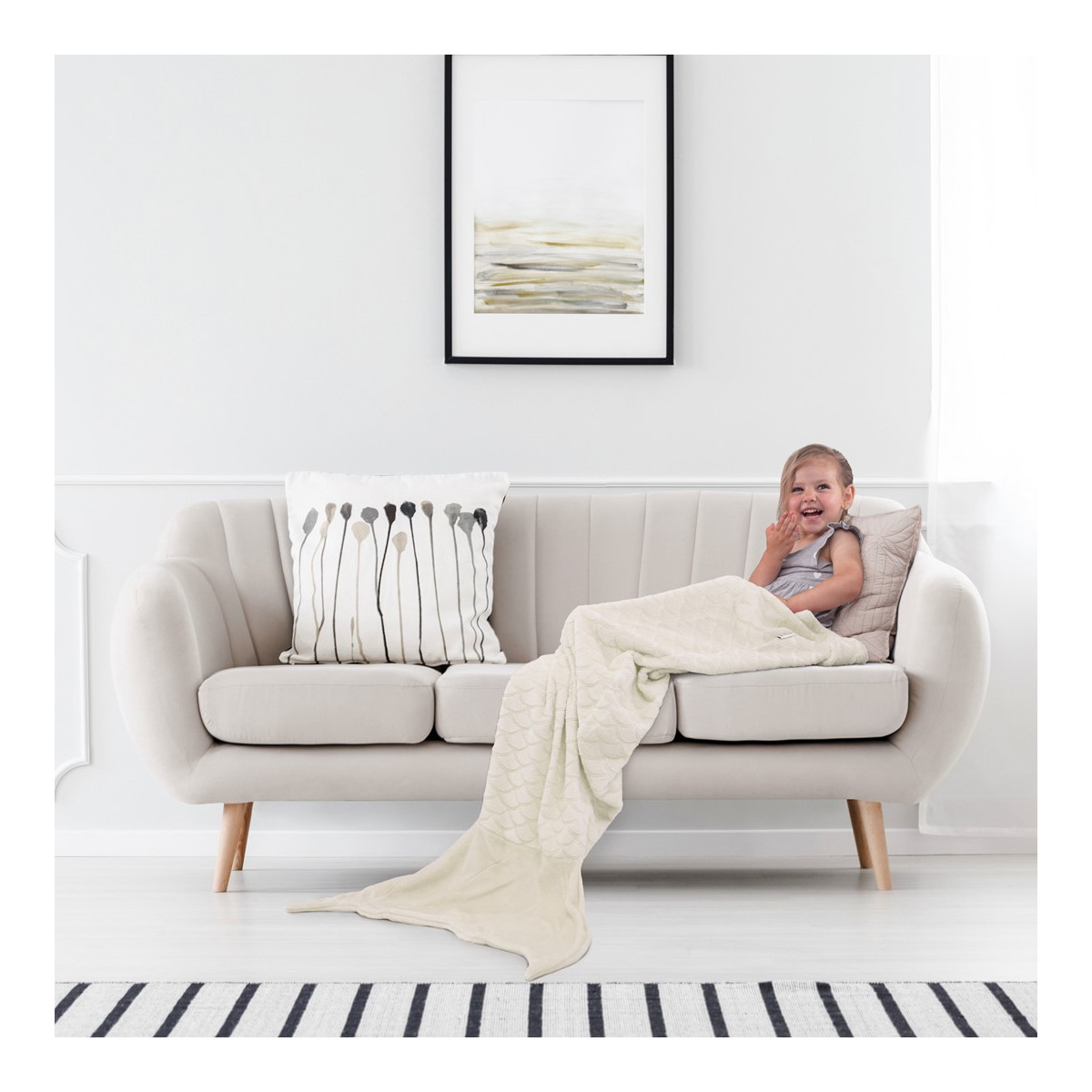 Patura originală SIREN de culoare bej cu un model geometric embosat 140