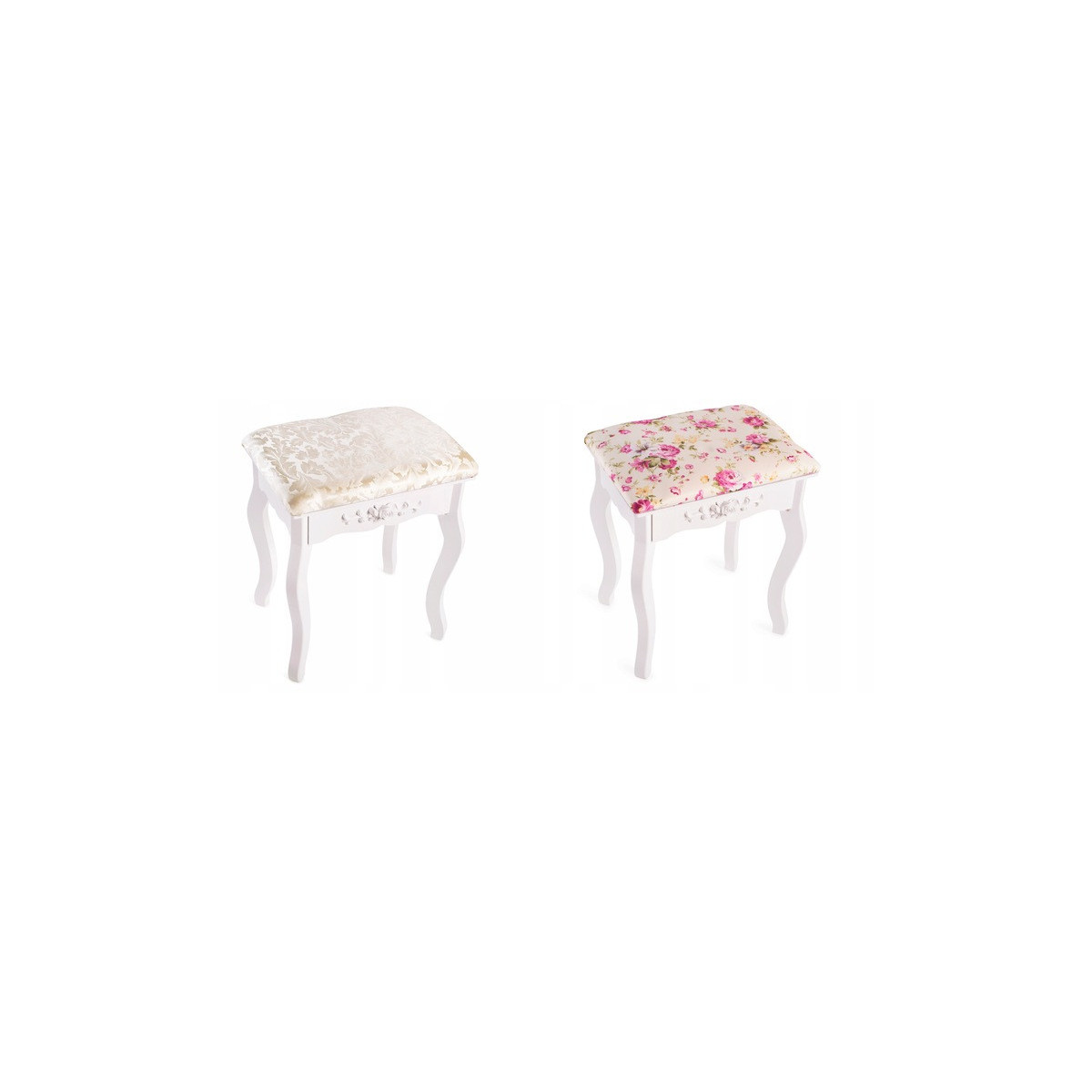 LED cosmetic vanity table with mirror, drawers, and stool