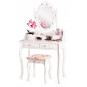 LED cosmetic vanity table with mirror, drawers, and stool