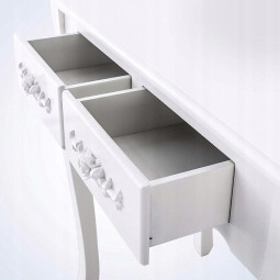 LED cosmetic vanity table with mirror, drawers, and stool