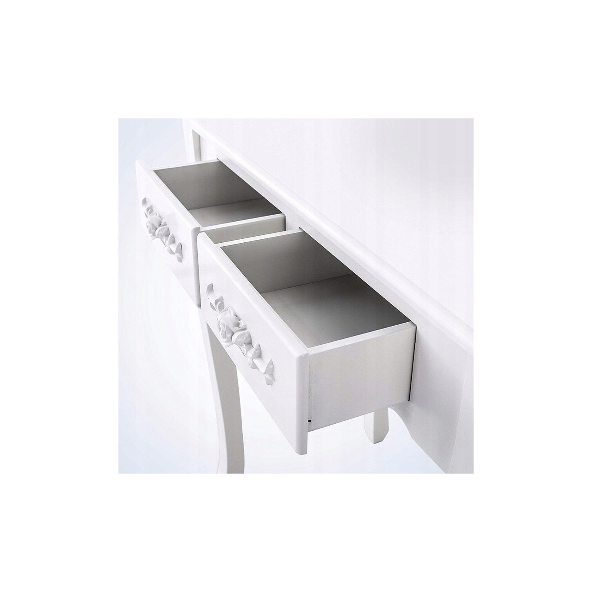 LED cosmetic vanity table with mirror, drawers, and stool