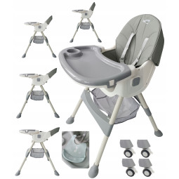 Scaun pliant pentru hrănirea copiilor 4 în 1, de culoare gri