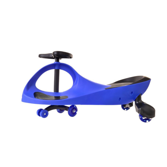 Mașinu auto electrică pentru copii de culoare albastră cu roți colorate LED.