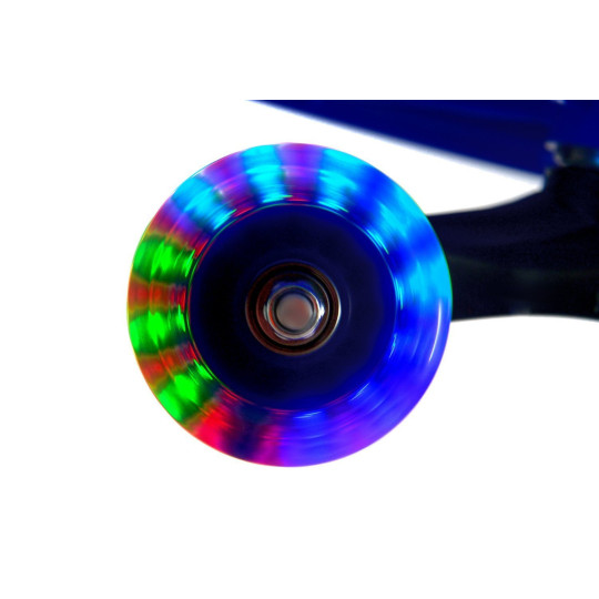 Mașinu auto electrică pentru copii de culoare albastră cu roți colorate LED.