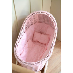 Cărucioare de paie pentru copii, în culoarea roz, cu perină.