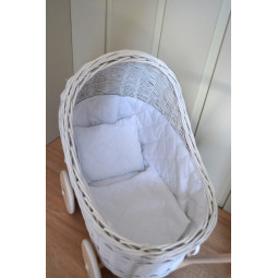 Cărucioare din nuiele pentru copii, albe, cu roți din cauciuc