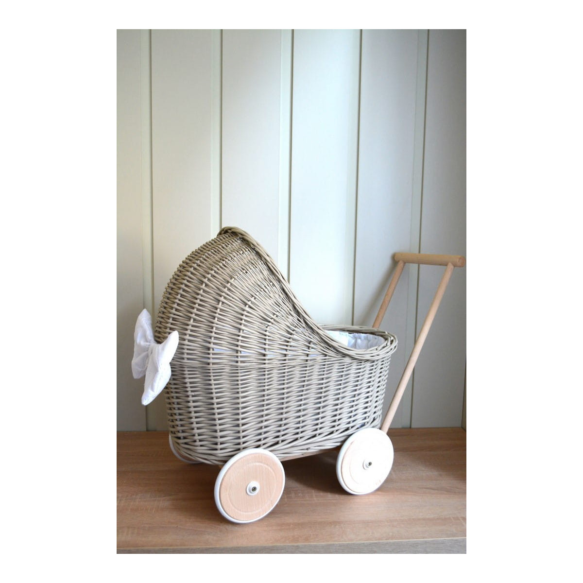 Coș de ratan pentru copii de culoare bej