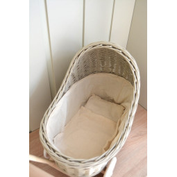 Cărucioare pentru copii din ratan bej cu păturică ecru