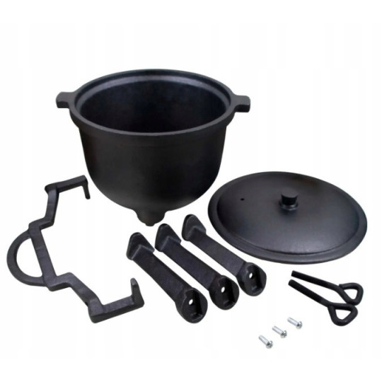 Ceaun din fontă pentru foc sau grătar, 11L
